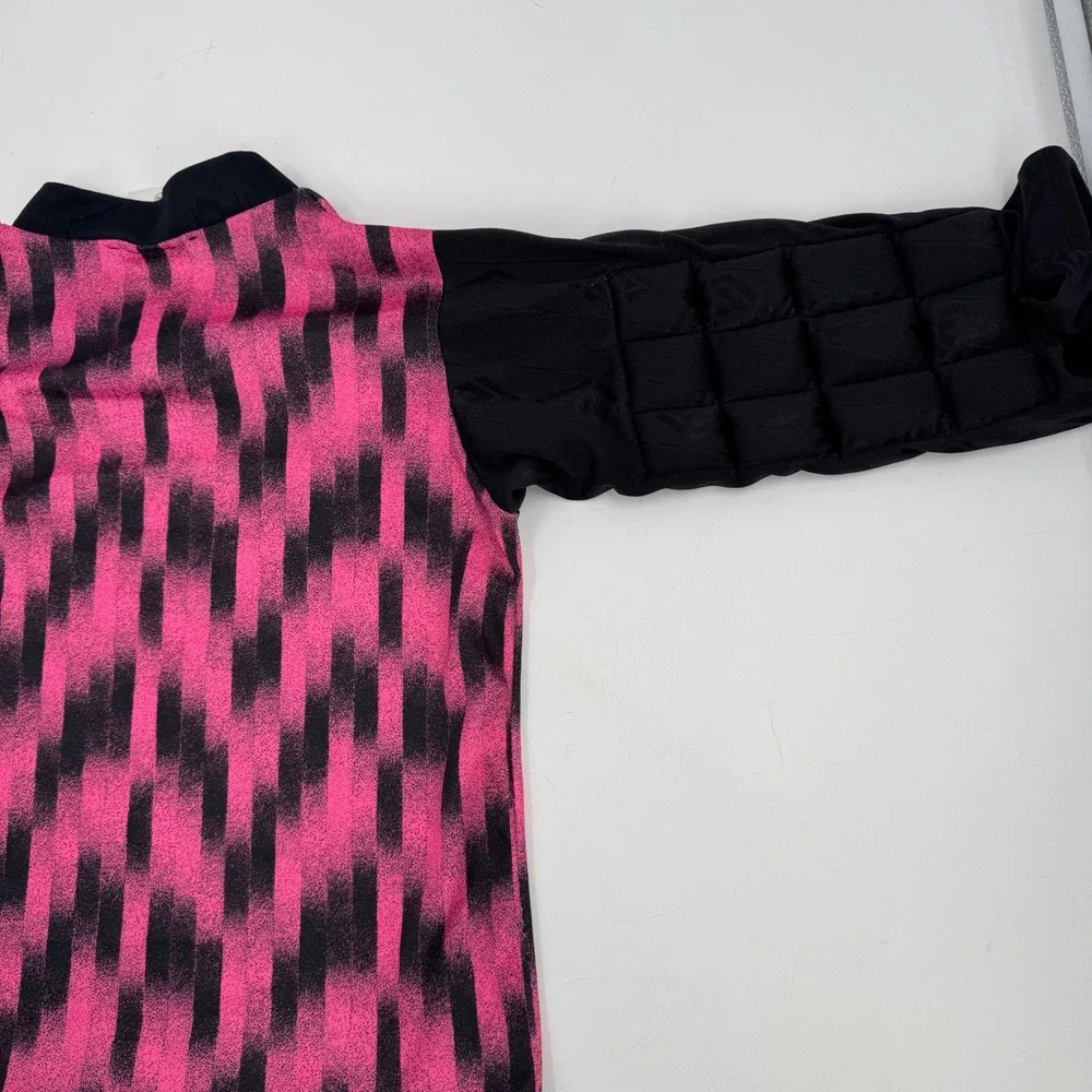 DTI‎ Soccer Jersey Kids AM Pink Black Geometric Long Sleeve V Neck Made USA